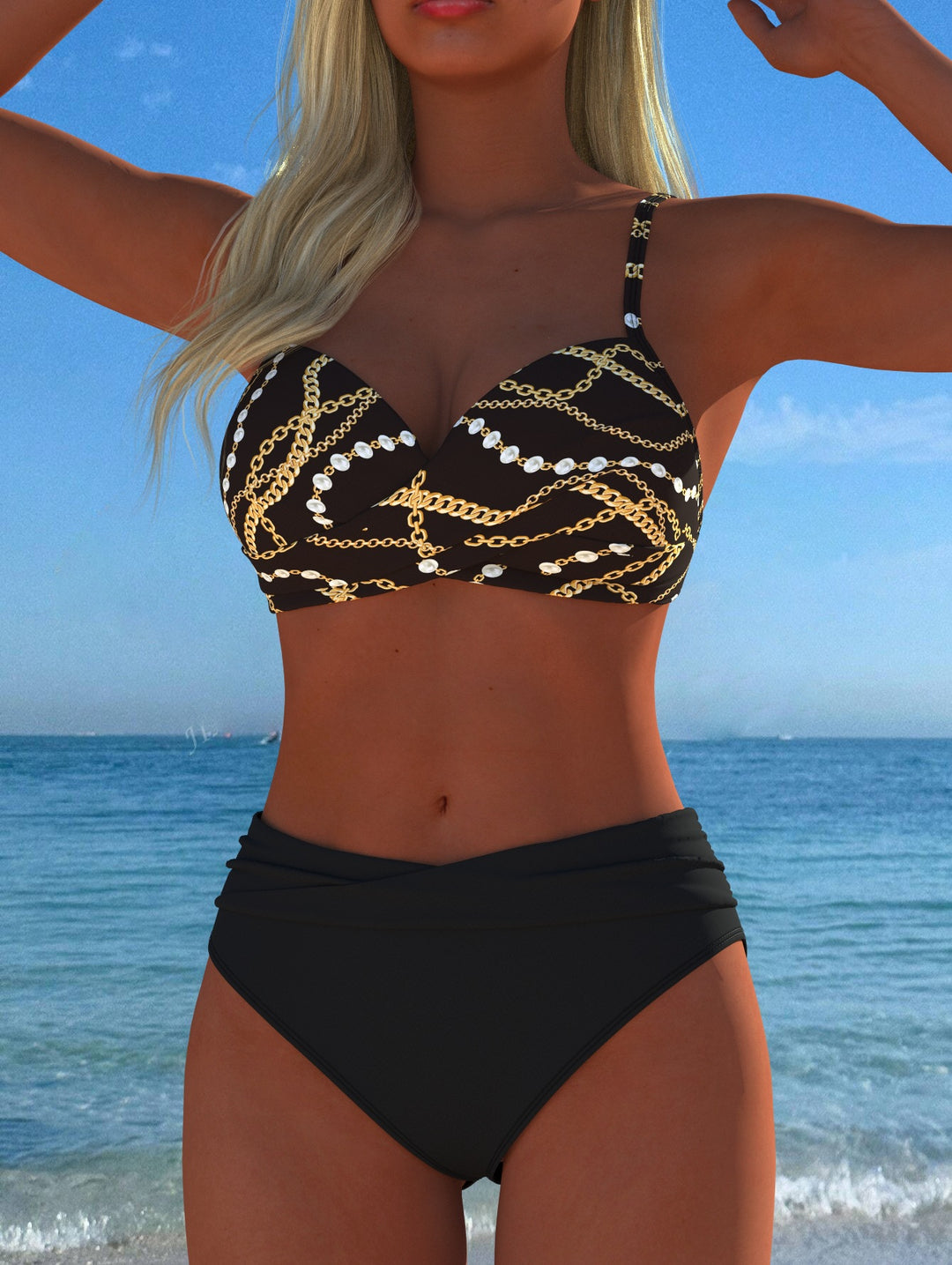 Dame Bikini-set med elegant kedjemönster och bekväm passform Mirla-Eva Jonsson