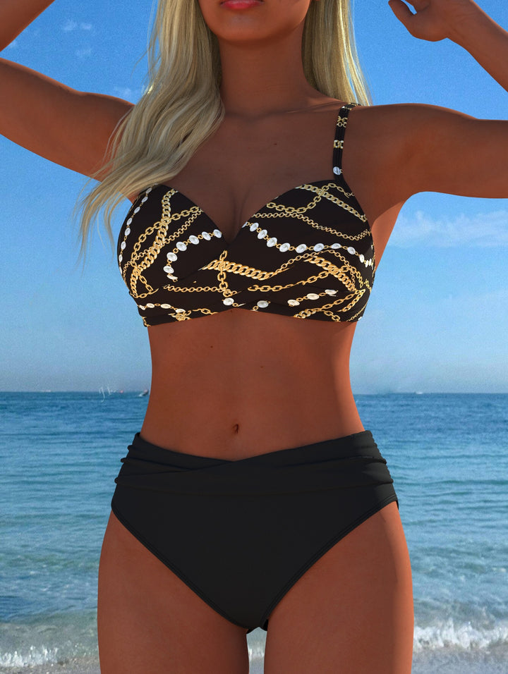 Dame Bikini-set med elegant kedjemönster och bekväm passform Mirla-Eva Jonsson