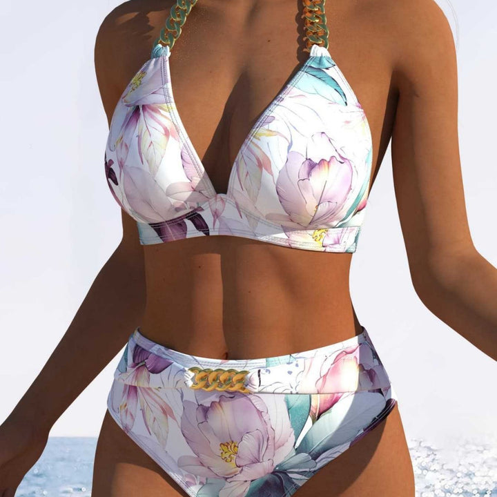 Dame Bikini-set med hög midja och elegant blommönster Mirla-Eva Jonsson