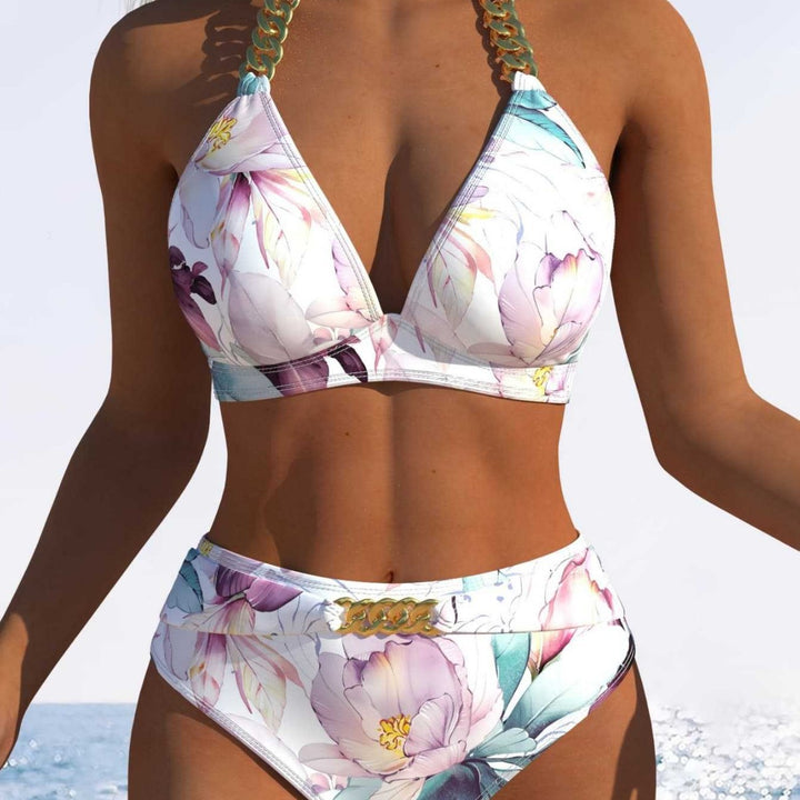 Dame Bikini-set med hög midja och elegant blommönster Mirla-Eva Jonsson
