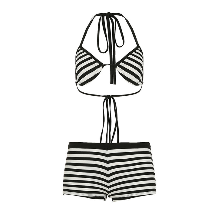 Dame Bikini-set med klassiskt randmönster och justerbara remmar Mirla-Eva Jonsson