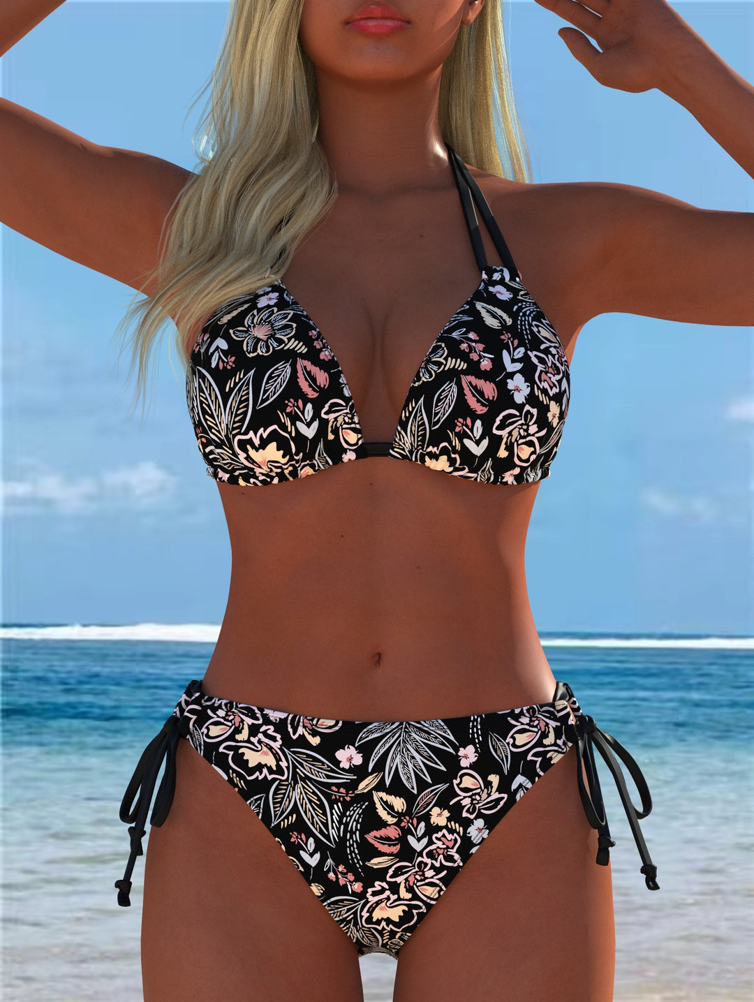 Dame Bikini-set med lekfull skärning och trendig mönsterblandning Mirla-Eva Jonsson