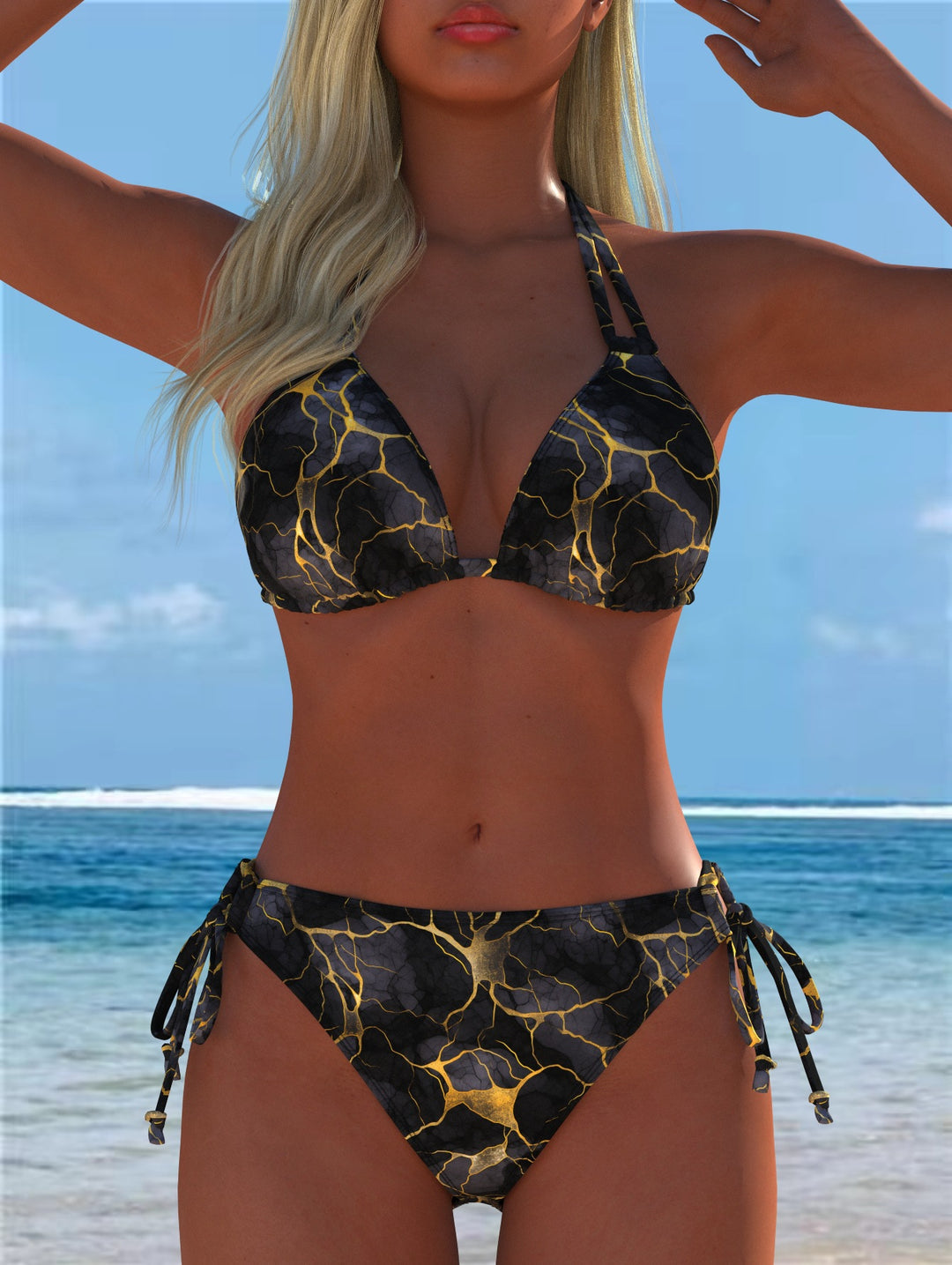 Dame Bikini-set med lekfull skärning och trendig mönsterblandning Mirla-Eva Jonsson