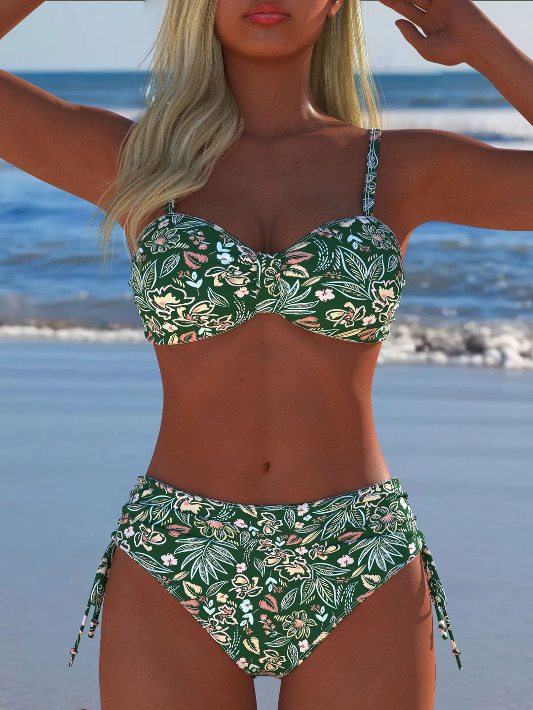Dame Bikini-set med stiligt rutig mönster och guldfärgade accenter Mirla-Eva Jonsson