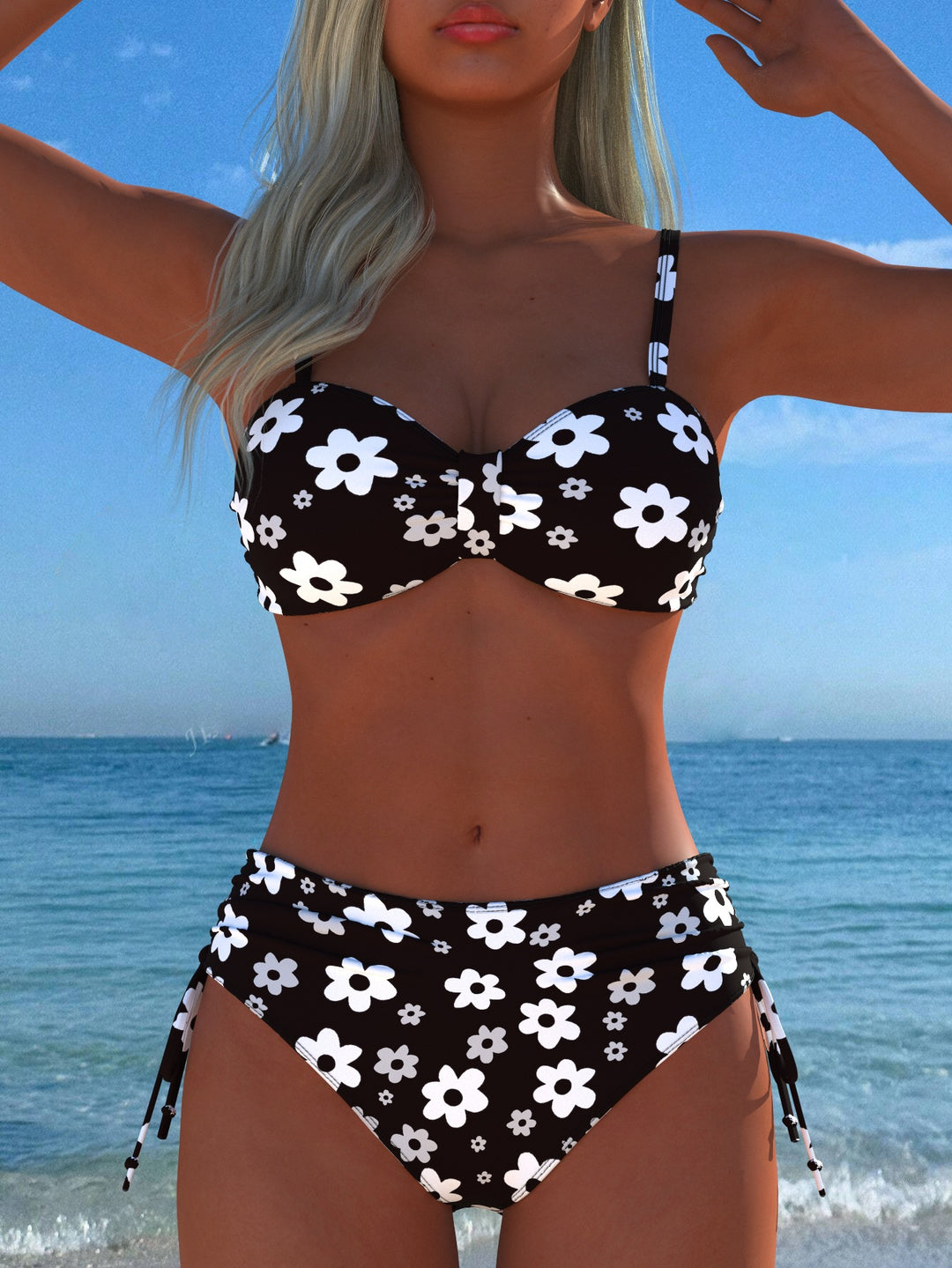 Dame Bikini-set med stiligt rutig mönster och guldfärgade accenter Mirla-Eva Jonsson
