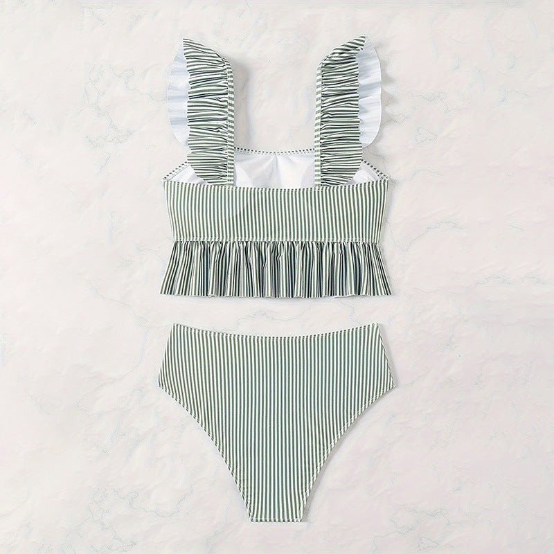 Dame Bikini-set med volangdetaljer och högmidjade trosor Mirla-Eva Jonsson