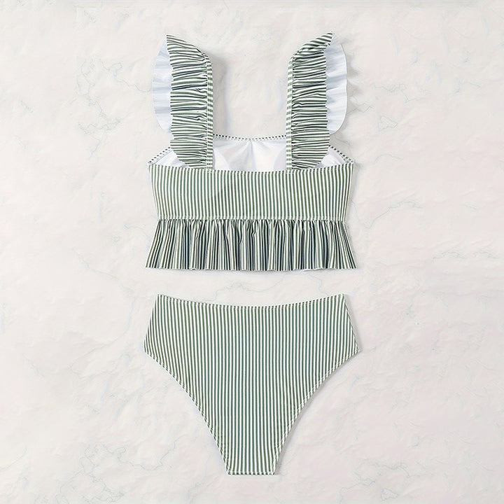 Dame Bikini-set med volangdetaljer och högmidjade trosor Mirla-Eva Jonsson