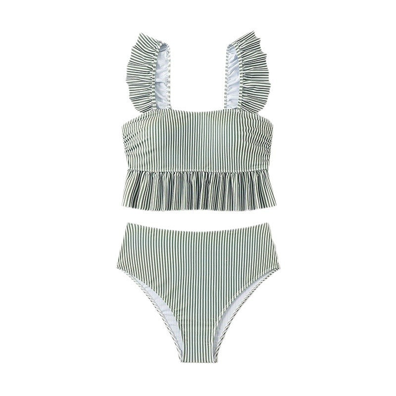 Dame Bikini-set med volangdetaljer och högmidjade trosor Mirla-Eva Jonsson
