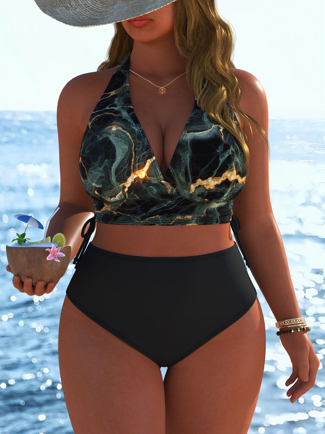 Dame Bikiniset med modern inlindad topp och högmidjade trosor Mirla-Eva Jonsson