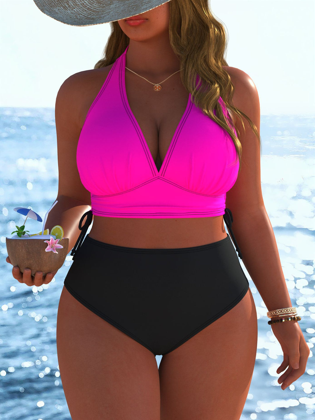 Dame Bikiniset med modern inlindad topp och högmidjade trosor Mirla-Eva Jonsson
