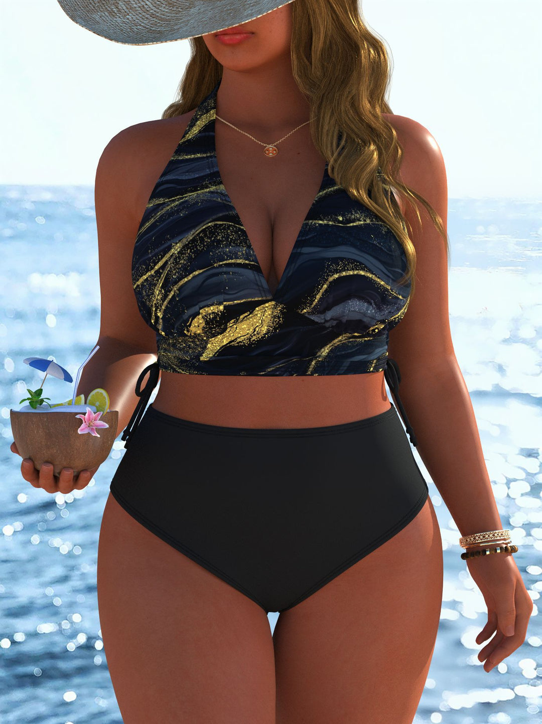Dame Bikiniset med modern inlindad topp och högmidjade trosor Mirla-Eva Jonsson