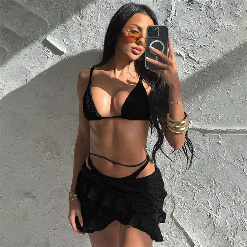Dame Bikiniset med volanger och delikat spetsmönster Mirla-Eva Jonsson