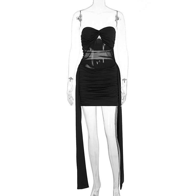 Dame Bodycon Miniklänning med innovativt omslagsdesign och avtagbara band Mirla-Eva Jonsson