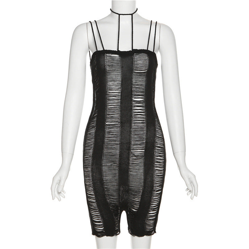 Dame Bodycon Overall med ripslook och eleganta axelband Mirla-Eva Jonsson