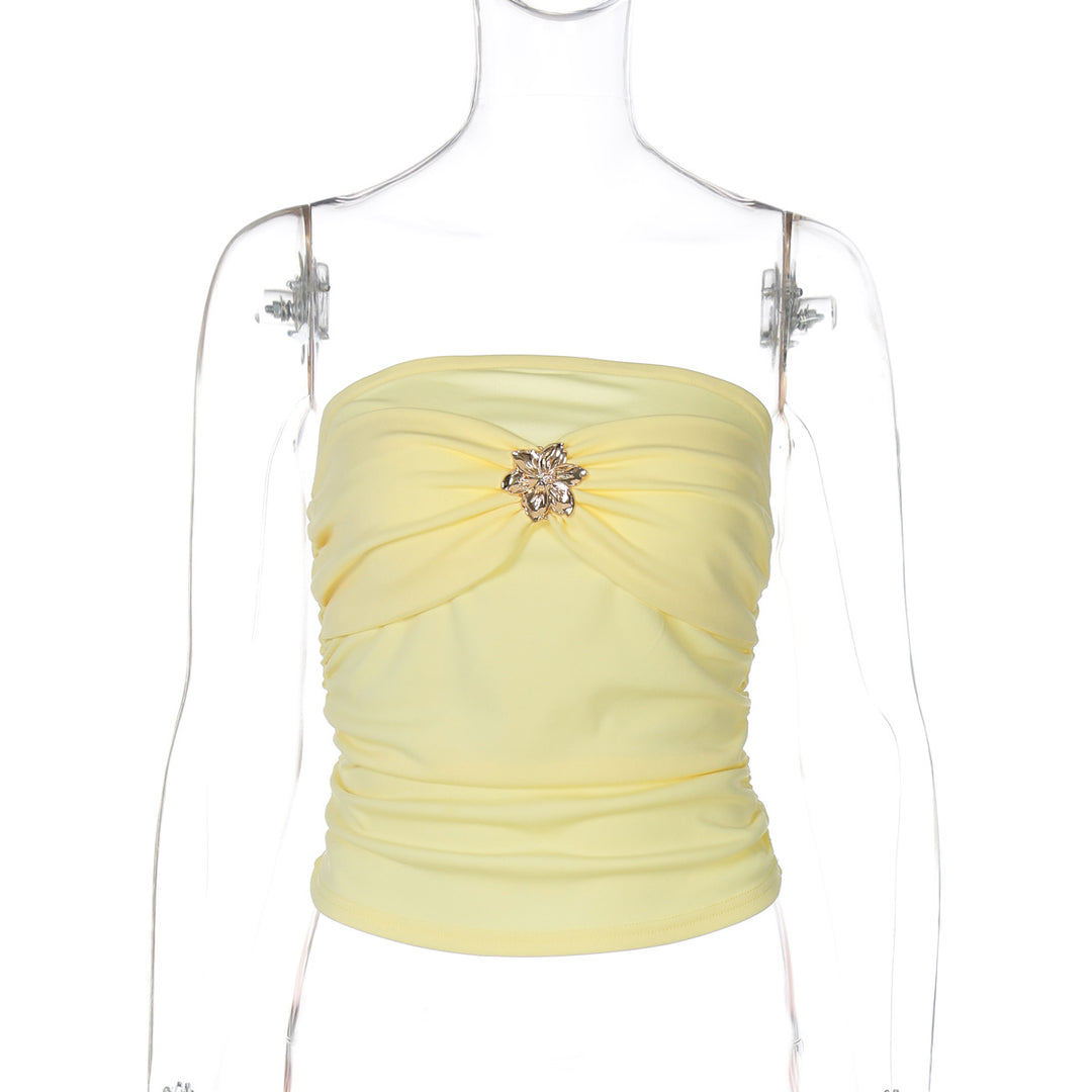 Dame Bustier Top med elegant vridning och glittrande smyckedetalj Mirla-Eva Jonsson