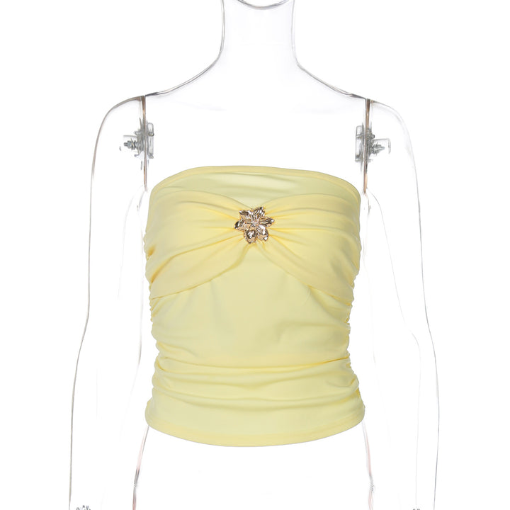 Dame Bustier Top med elegant vridning och glittrande smyckedetalj Mirla-Eva Jonsson