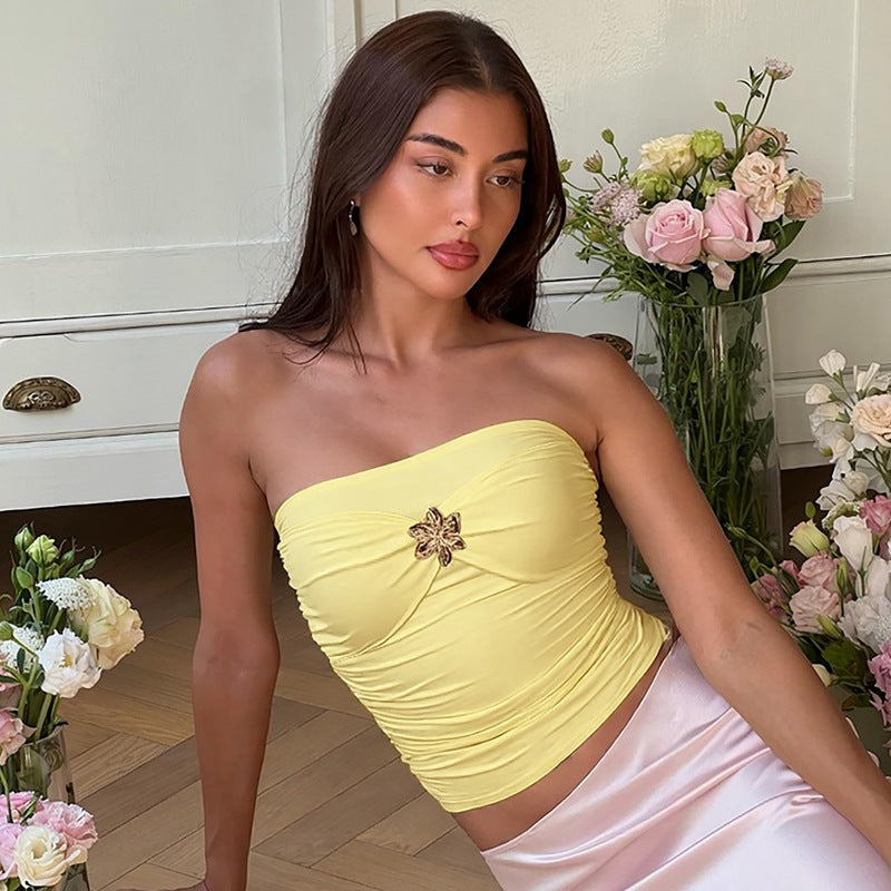 Dame Bustier Top med elegant vridning och glittrande smyckedetalj Mirla-Eva Jonsson