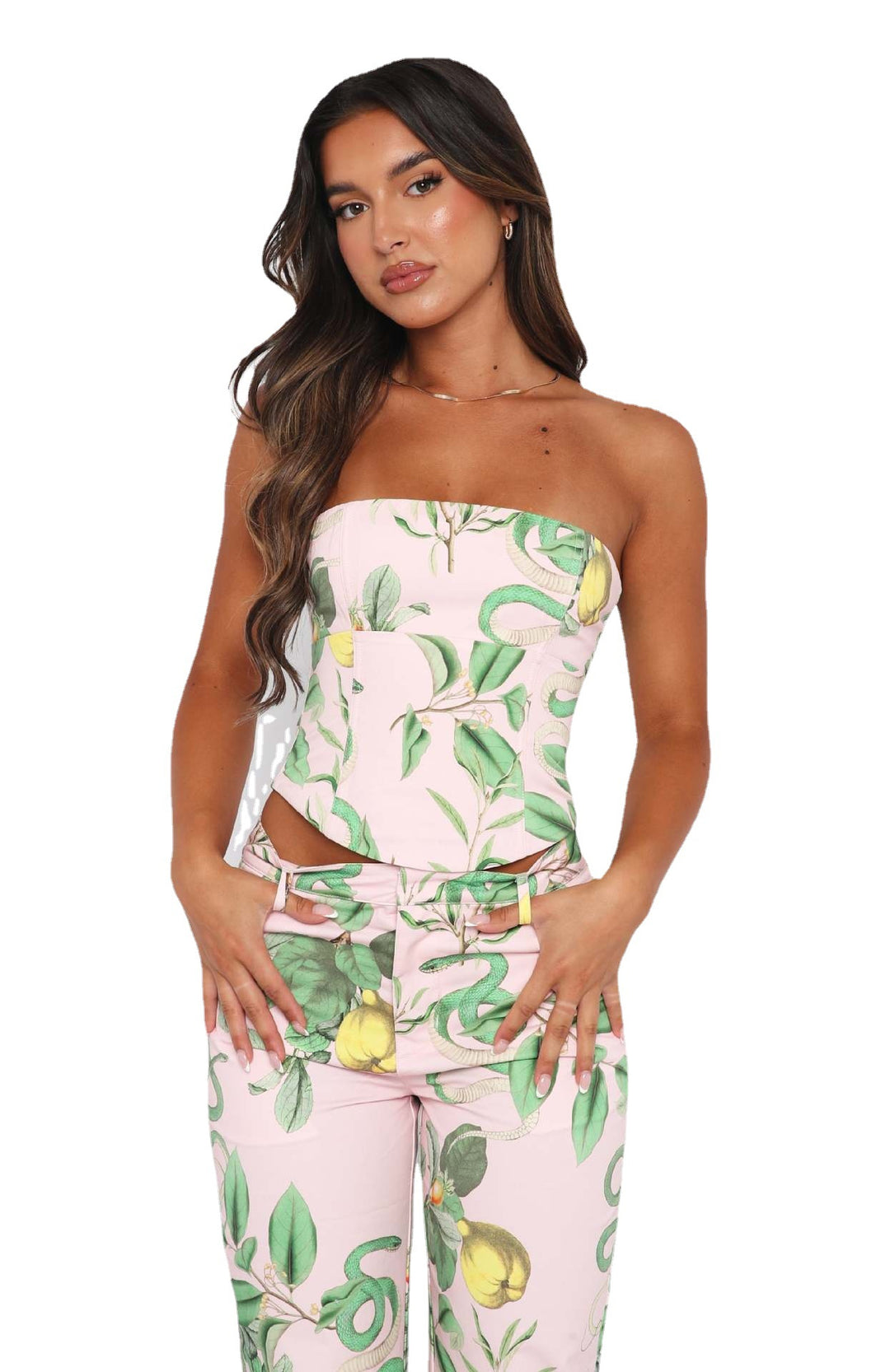 Dame Bustier-Topp med blommigt mönster och figursydd design Mirla-Eva Jonsson