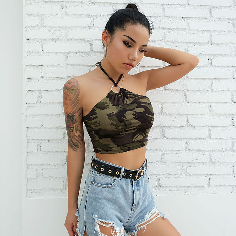 Dame Camouflage Cropped Top Mirla-Eva Jonsson