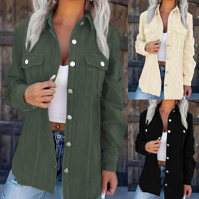 Dame Casual Skjortjacka med strukturerad design och funktionella fickor Mirla-Eva Jonsson