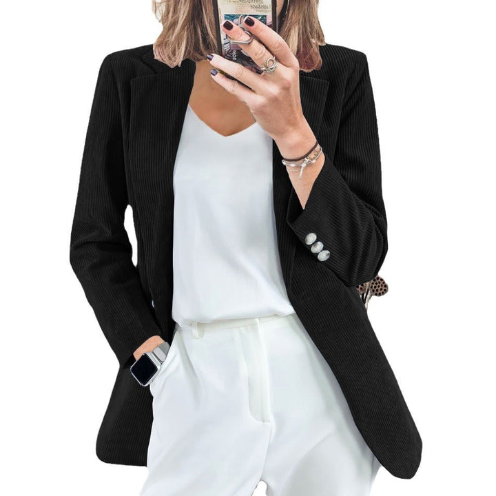 Dame Cordblazer med Fin Textur och Eleganta Detaljer Mirla-Eva Jonsson