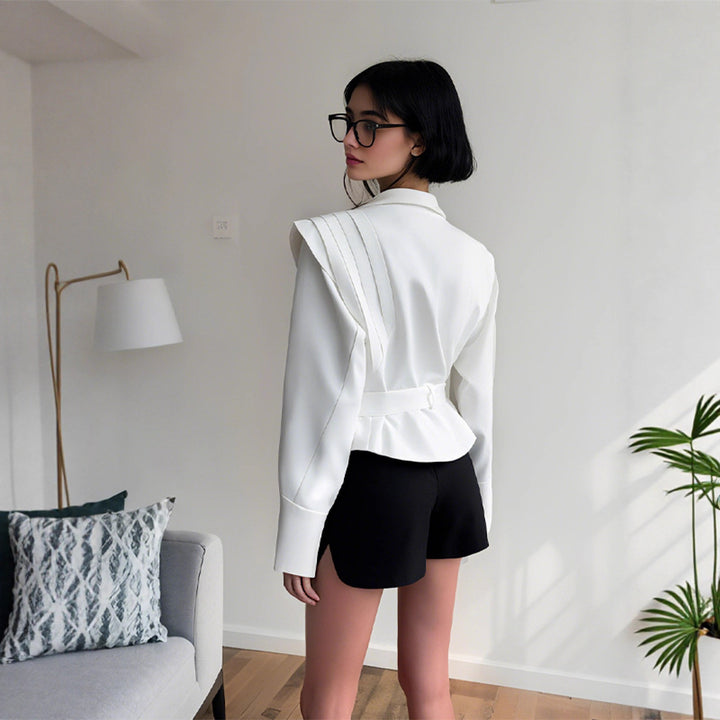 Dame Couture Blazer med elegant krage och midjebälte Mirla-Eva Jonsson