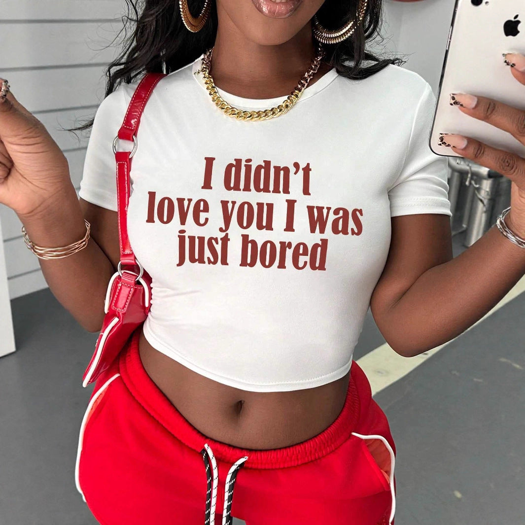 Dame Crop-Shirt med kreativt uttalande och figurnära snitt Mirla-Eva Jonsson
