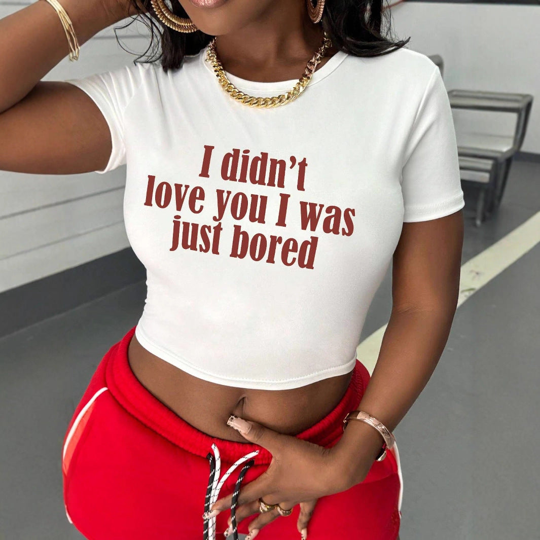 Dame Crop-Shirt med kreativt uttalande och figurnära snitt Mirla-Eva Jonsson