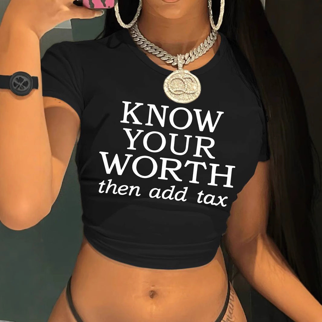 Dame Crop-T-Shirt med inspirerande text Mirla-Eva Jonsson