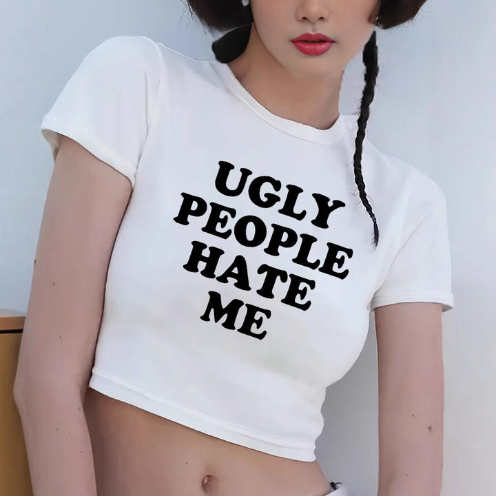 Dame Crop-T-Shirt med inspirerande text Mirla-Eva Jonsson