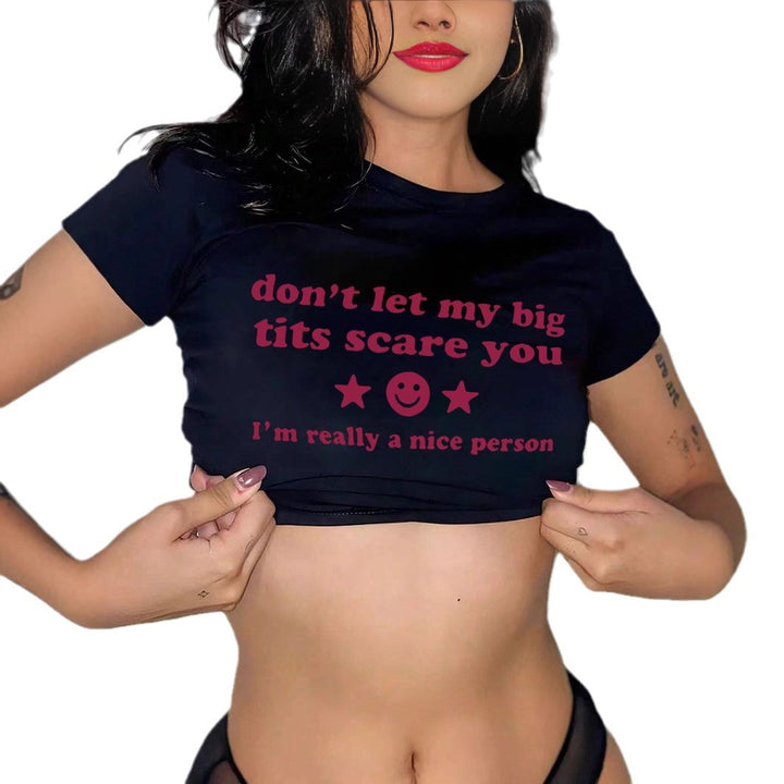 Dame Crop-T-Shirt med inspirerande text Mirla-Eva Jonsson