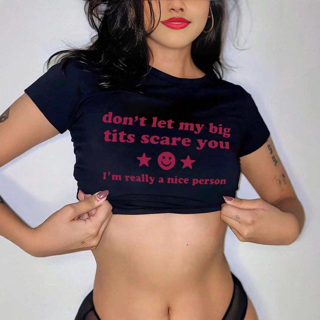 Dame Crop-T-Shirt med inspirerande text Mirla-Eva Jonsson