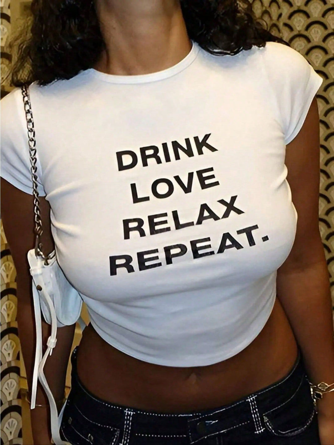 Dame Crop-T-Shirt med inspirerande text och avslappnad passform Mirla-Eva Jonsson