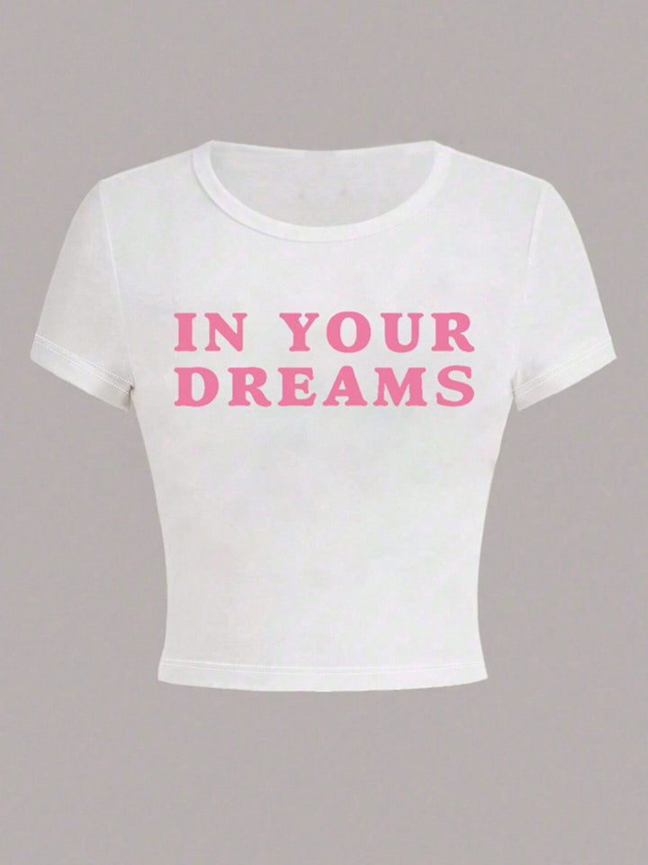 Dame Crop-T-Shirt med inspirerande tryck och figurnära skärning Mirla-Eva Jonsson