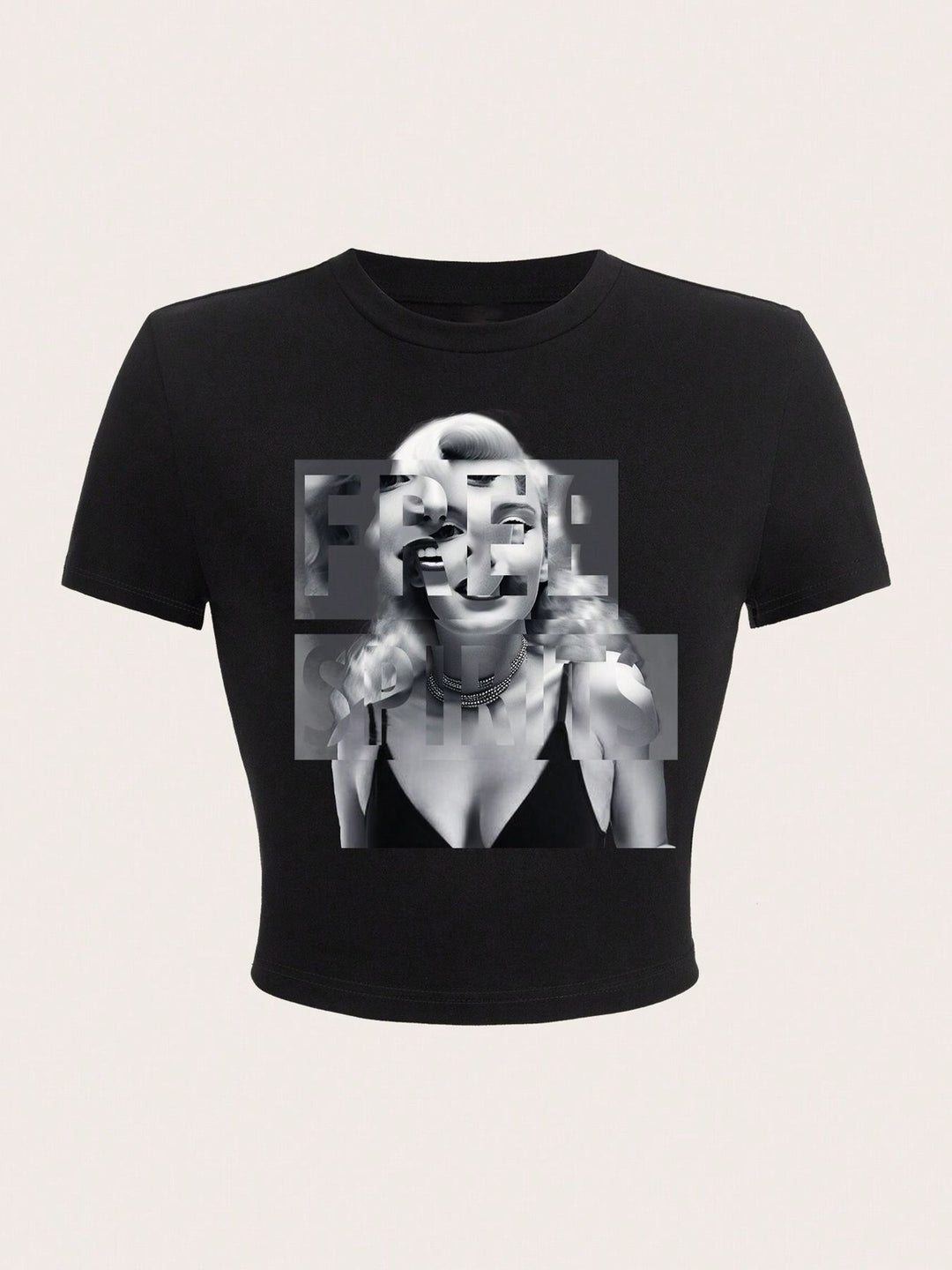 Dame Crop-T-Shirt med inspirerande tryck och figurnära skärning Mirla-Eva Jonsson