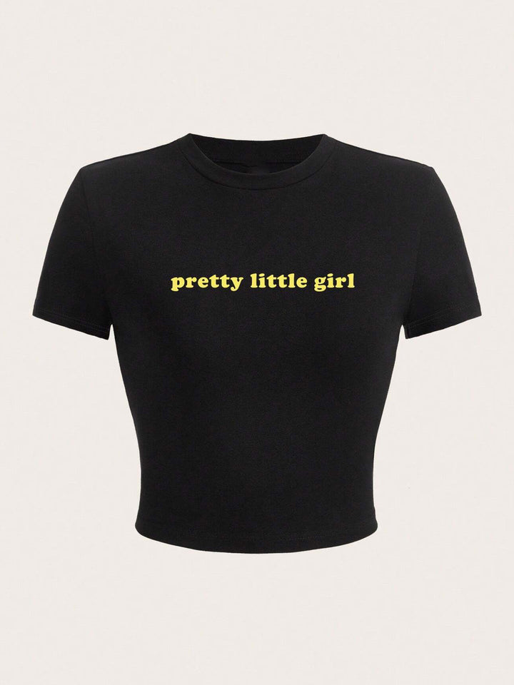 Dame Crop-T-Shirt med inspirerande tryck och figurnära skärning Mirla-Eva Jonsson