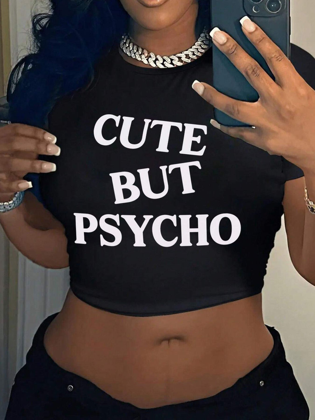 Dame Crop-T-Shirt med inspirerande tryck och figurnära skärning Mirla-Eva Jonsson