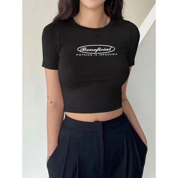 Dame Crop-T-Shirt med kreativt tryck Mirla-Eva Jonsson