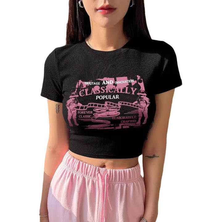 Dame Crop-T-Shirt med kreativt tryck Mirla-Eva Jonsson