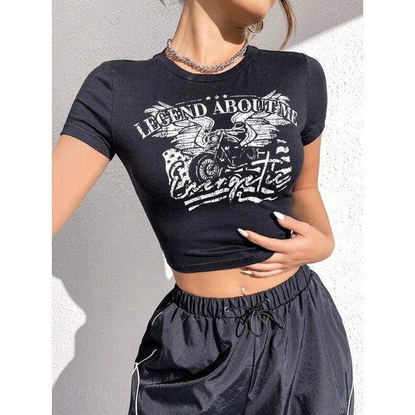 Dame Crop-T-Shirt med kreativt tryck Mirla-Eva Jonsson
