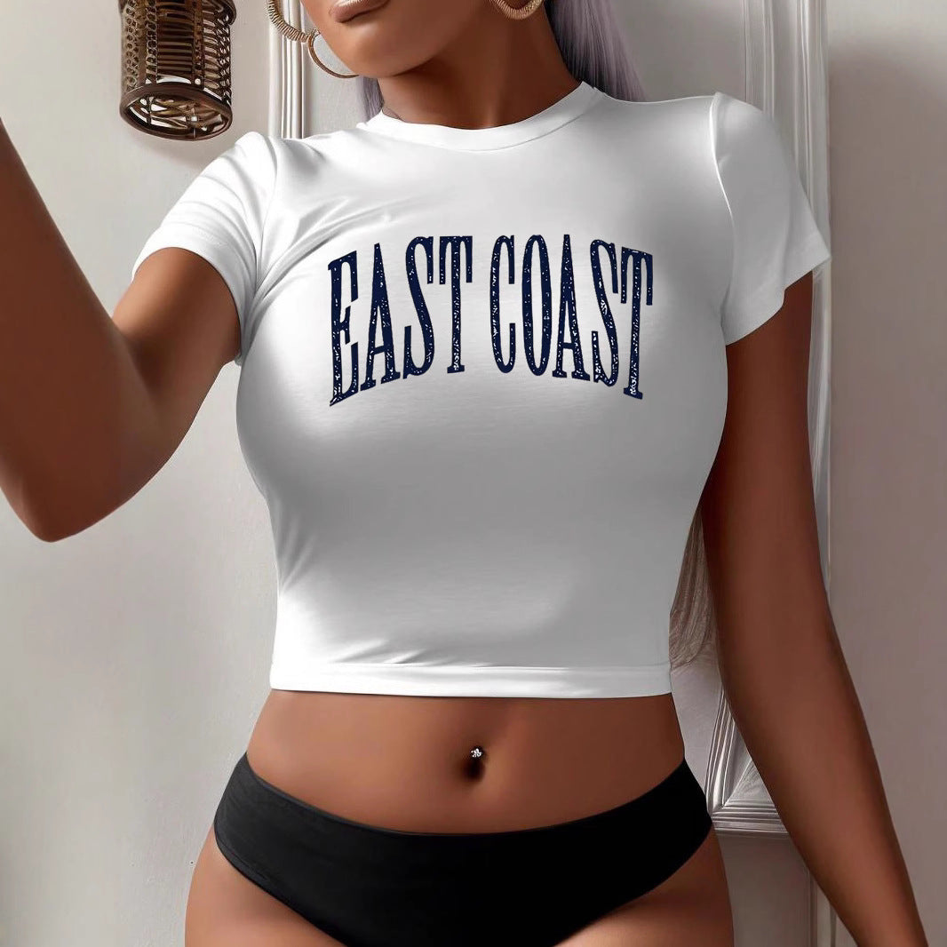 Dame Crop-T-Shirt med kreativt tryck Mirla-Eva Jonsson