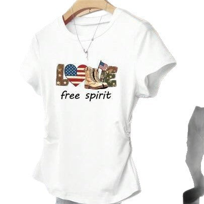 Dame Crop-T-shirt med figurnära skärning og moderne design Mirla-Eva Jonsson