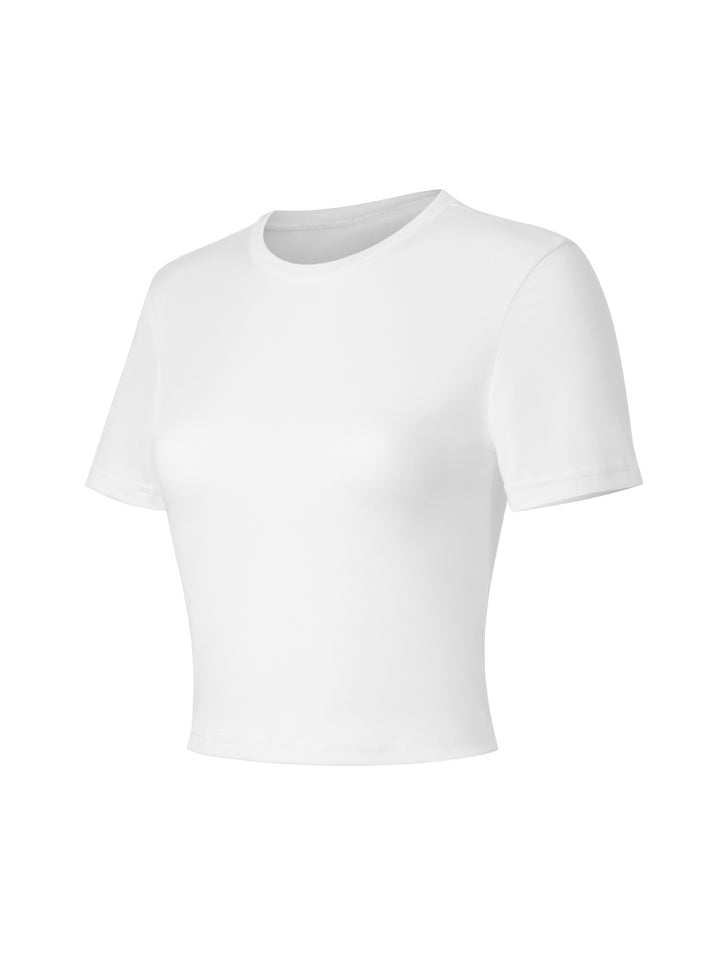 Dame Crop-T-shirt med figurnära skärning og moderne design Mirla-Eva Jonsson