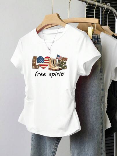 Dame Crop-T-shirt med figurnära skärning og moderne design Mirla-Eva Jonsson