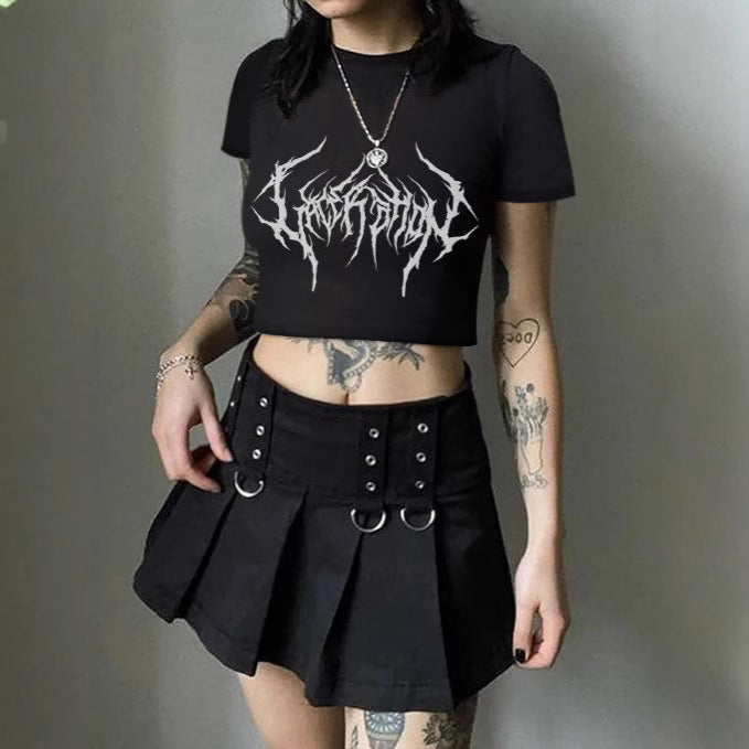Dame Crop-T-shirt med fruktig körsbärdesign och lös passform Mirla-Eva Jonsson