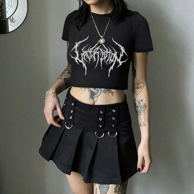 Dame Crop-T-shirt med fruktig körsbärdesign och lös passform Mirla-Eva Jonsson