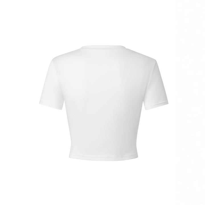Dame Crop-T-shirt med inspirerande text och glatt fruktmotiv Mirla-Eva Jonsson