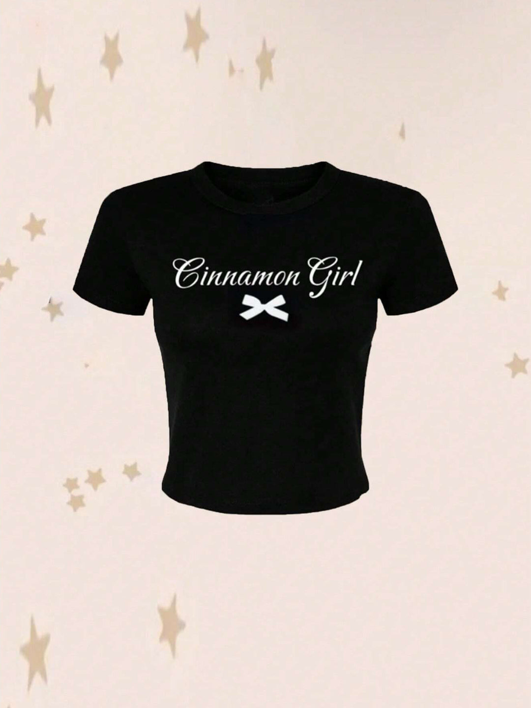 Dame Crop-T-shirt med kreativ nostalgi-tryck och avslappnad skärning Mirla-Eva Jonsson