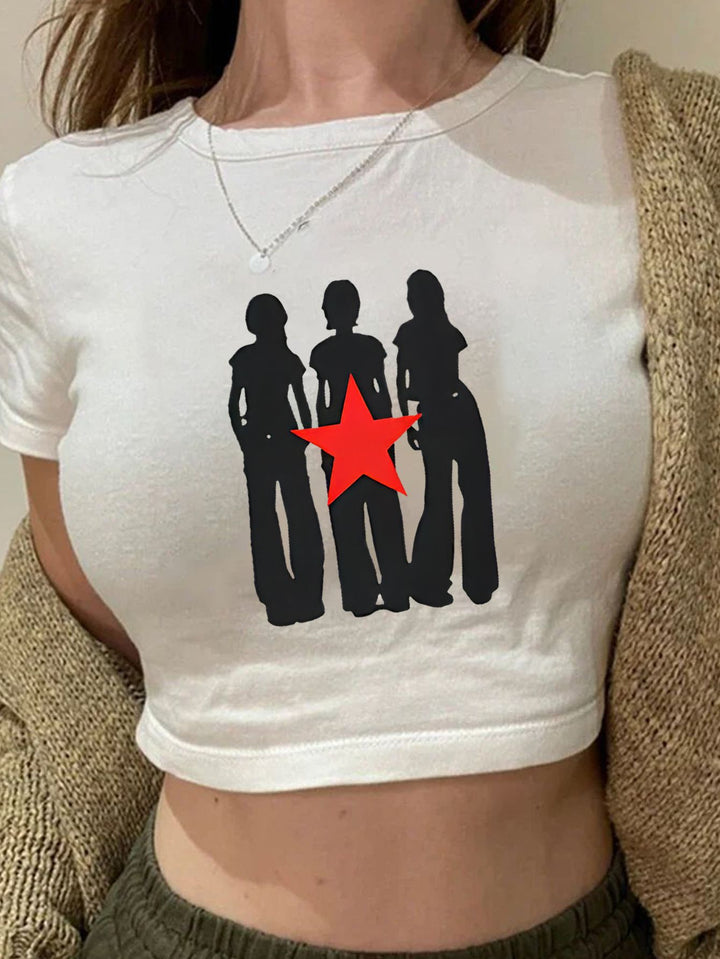 Dame Crop-T-shirt med kreativt seriemotiv Mirla-Eva Jonsson