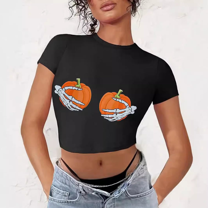 Dame Crop-T-shirt med kreativt seriemotiv Mirla-Eva Jonsson